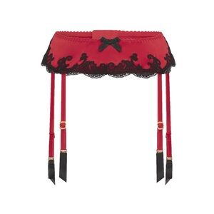 Agent Provocateur Molly Red Black Lace Garter Belt Suspender Size 4/M-L NWT